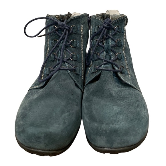 Propét Delaney Ankle Bootie Womens 11 Blue Teal Leather Full Zip Lace Up - Picture 3 of 10